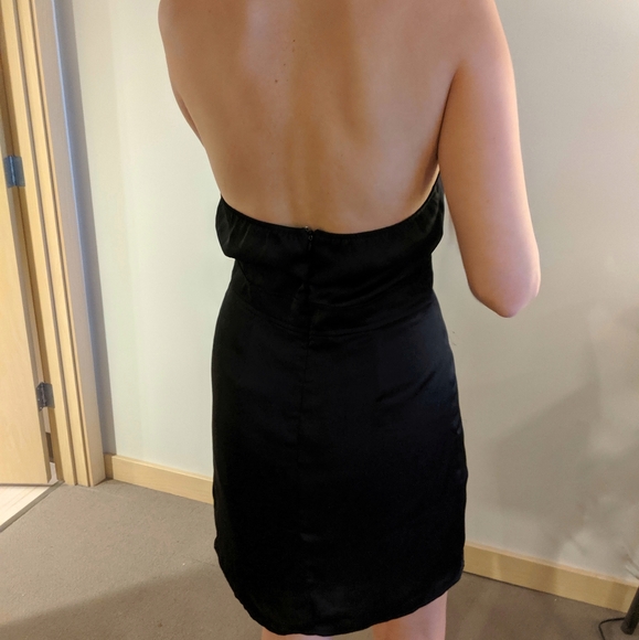 Black Ruffle Halter Mini Dress - Picture 2 of 4